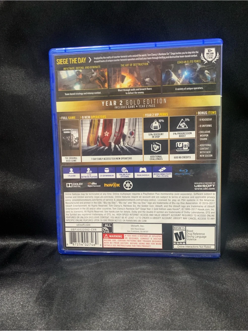 Tom Clancy’s RAINBOW SIX SIEGE Year 2 Gold Edition PS4 Video Game Rated M EUC